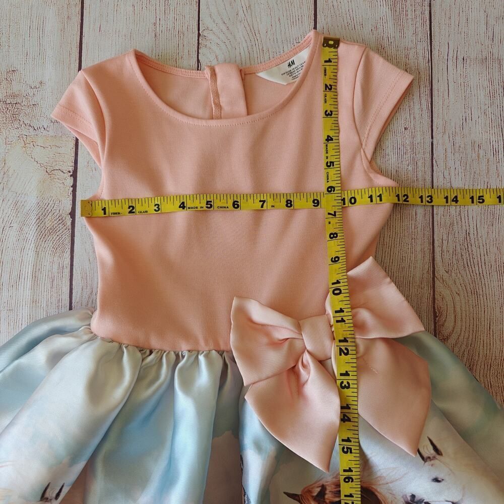 H&M horse floral bow detail flared dress sz 6X/7 - Picture 9 of 12